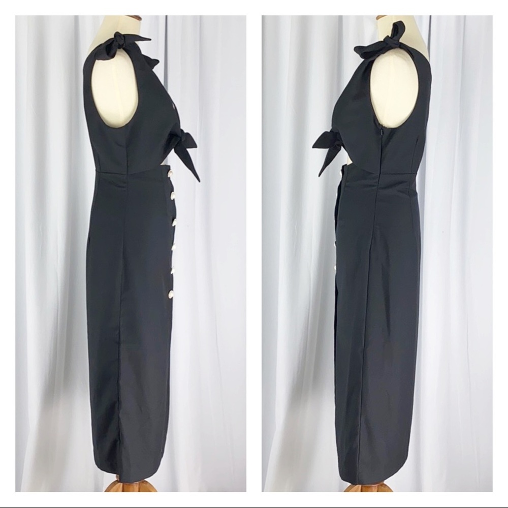 Alice McCall Nara Cutout Midi Tie Dress Black Size 2 NWT *Missing Button - Picture 3 of 8